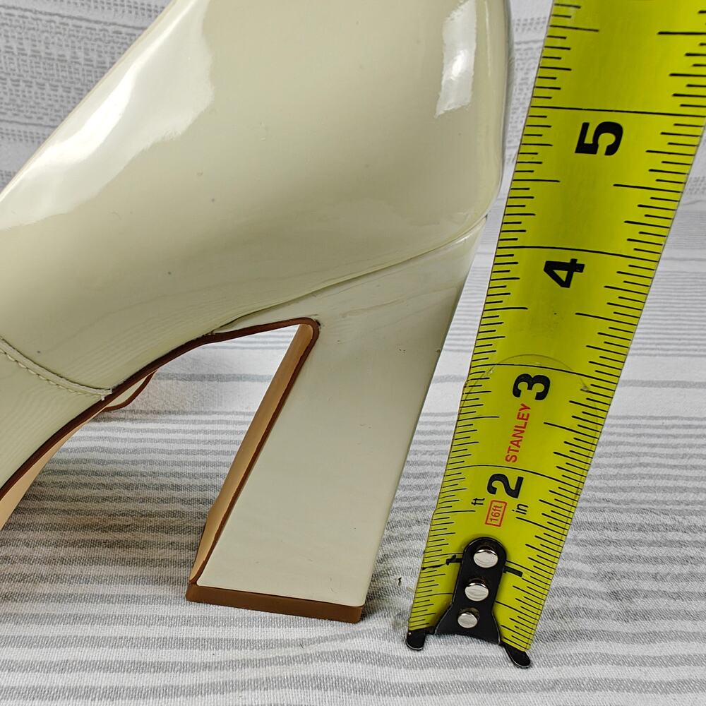 Nizowi Cream Patent Leather Platform Pumps Gold Detail Size 9.5 NEW - Picture 7 of 10